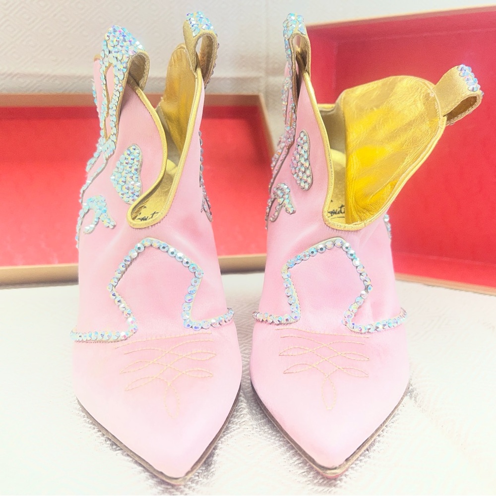 Christian Louboutin Pink Crystal Heeled Boots